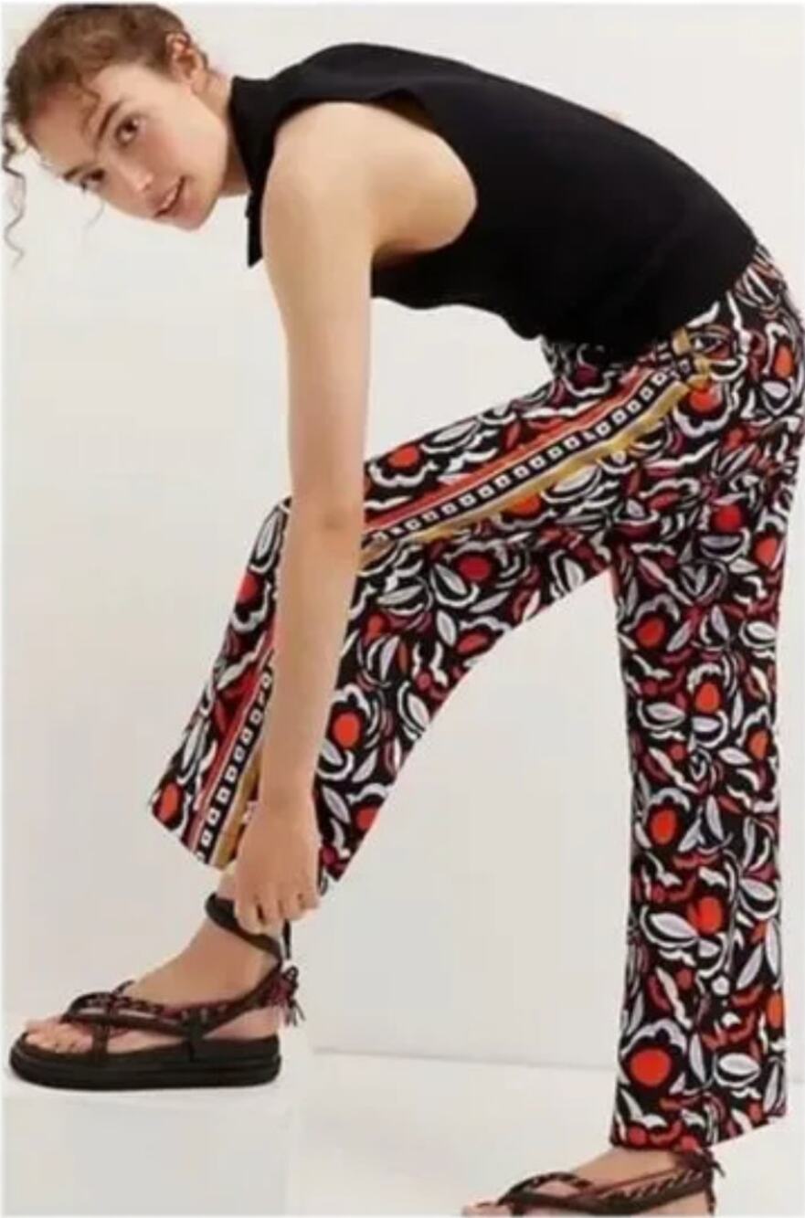 Anthropologie Breezy Straight Pants in Motif Print Size 6